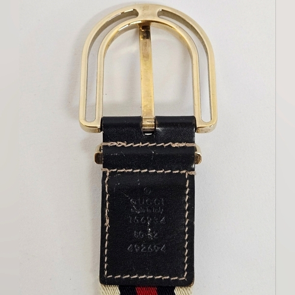 Gucci Nylon And Leather Belt In Cream Navy And Red Size 32 / 80 main image 9